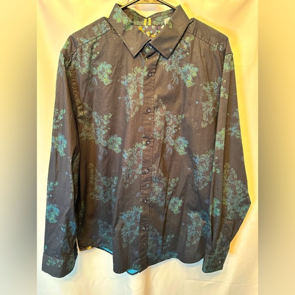 Robert Graham Size 2XL Modern Americana Button Down Floral Shirt Navy Light Blue - Picture 1 of 10